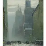 New York Snow Scene by Johann Berthelsen, Oil on Board, sold May 2016