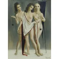 Clark Bailey, Three Nudes, Oil on Canvas