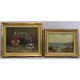 Marie Weger, Still Life & Seascape, Two Oils on Board