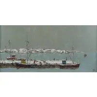 Harbor in Winter by Robert Lebron, Oil on Canvas, sold Jul 2015