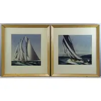 Sándor Bernáth, Sandor Bernath (Hungarian/ American, active in New York, 1892 - 1984), 2 Watercolors of Sailboats
