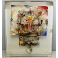 Kamol Tassananchalee (Thai, 20th/21st C) by Kamol Tassananchalee, Mixed Media in Vintage Lucite Frame, sold Jul 2015
