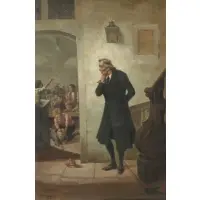 Adolf Oberländer, School Master Peering into Classroom, Oil on Canvas