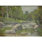 Van Perrine, Forest Stream, Oil on Canvasboard