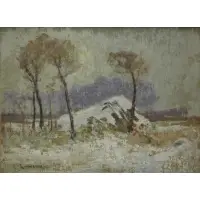 Ernest Lawson, Winter Landscape, Oil on Board