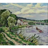 Hugo M Fisher, River Landscape, Oil on Canvas