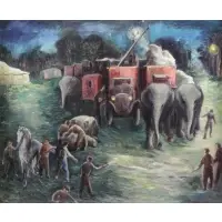 Vermandel Griswold, Circus Scene, Oil on Canvas