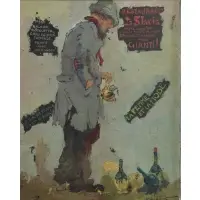 C.H Wilton, French Beggar in the Street, Oil and Collage on Canvas