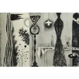 Yohanan Simon, Abstract Interior / Exterior Scene, Ink on Paper