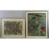 Ovadia (Abdulla) Alkara, Untitled, Two Ink and Watercolor Abstract Compositions