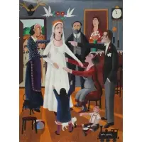 Peter Vintila, Wedding Scene, Oil on Canvas