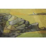 Helene Roberts, Rocky Coast, Modernist Oil on Canvas