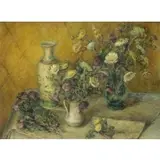 Helene Roberts, Still Life with Flowers, Vases and a Knife, Oil on Canvas
