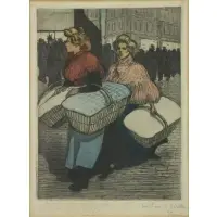 Theophile A Steinlen, Blanchisseuses Reportant l'Ouvrage, Etching, Aquatint and Drypoint