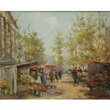 Pierre Deschaps, Parisian Blooms, Oil on Canvas