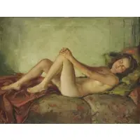 Wilhelm Hempfing, Reclining Nude, Oil on Canvas