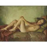 Wilhelm Hempfing, Reclining Nude, Oil on Canvas