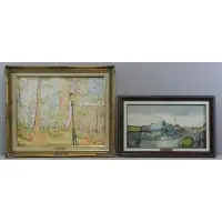 Simon Donikian, Spring in Central Park, Two Oils on Canvas