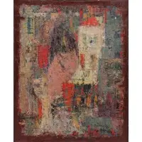 Kim Heung-Sou, Untitled Abstract Head Among Buildings, 1958 Oil on Canvas