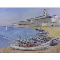 Sur La Plage by Charles Levier, Oil on Canvas, sold Jun 2015