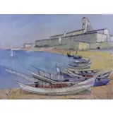 Charles Levier, Sur La Plage, Oil on Canvas