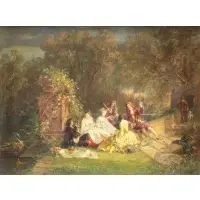 August von Wille, Courting Scene, Oil on Canvas