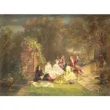 August von Wille, Courting Scene, Oil on Canvas