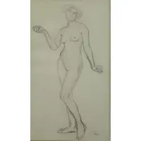 Augustus John, Female Nude, Pencil on Paper