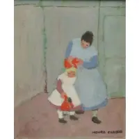 Moura Chabour, Mother and Child, Oil on Canvas "Mother and Child"