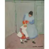 Moura Chabour, Mother and Child, Oil on Canvas "Mother and Child"