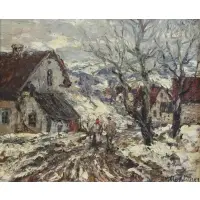 Impressionist Snow Scene by Arthur Upelniek, Oil on Canvas, sold May 2015