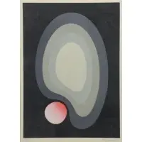 Henri Baviéra, Noir Avec Point Rouge, Abstract Lithograph "Noir Avec Point Rouge"