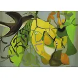 Jacques Dutil, Still Life with Fruit and Bird, Modernist Oil on Canvas