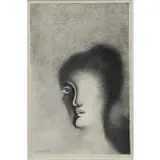 Georgi Daskaloff, Female Head, Mixed Media Drawing