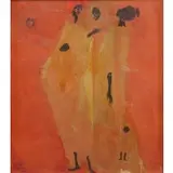 Three Women with Child by Alvin Hollingsworth, Mixed media on board, sold May 2015