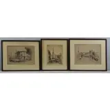 Anton Schütz, Wall Street 1788, Three Pencil Signed New York Etchings
