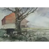 Lorraine Amoroso, House in Landscape, 1981 Watercolor