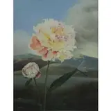 J. Oil on Board Adams, Flower and Dragonfly in Mountainous Landscape