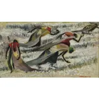 Barbara Morgan, Cotton Pickers, Oil on Paper