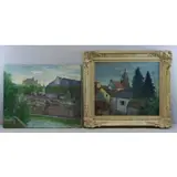 Rudolf Bernatschke, Village Landscapes, Two Oils on Canvas