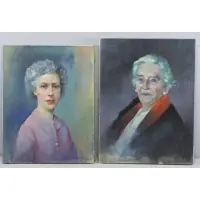 Rudolf Bernatschke, Untitled, Two Oil on Canvas Portraits of Ladies