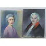 Rudolf Bernatschke, Untitled, Two Oil on Canvas Portraits of Ladies