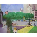 Rudolf Bernatschke, New York City Scene, Oil On Canvas