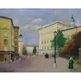 Rudolf Bernatschke, Rudolf Anton Bernatschke (Austrian/American, 1913), Oil on Canvas Street Scene