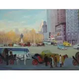 Rudolf Bernatschke, New York City Scene, Oil on Canvas
