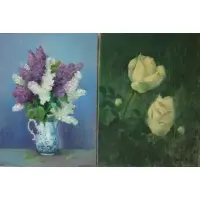 Untitled by Rudolf Bernatschke, Two Oil on Canvas Still Lifes of Flowers, sold May 2015