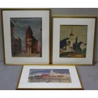 Rudolf Bernatschke, Untitled, Three Mixed Media Works on Paper