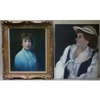Rudolf Bernatschke, Untitled, Two Oil on Canvas Portraits of Women