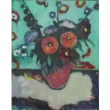 Diane Vedito, Greer Gallery label verso, Oil on Canvas Still Life