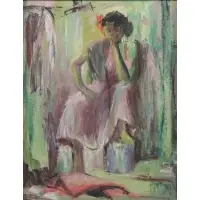 Selma Gubin, Seated Woman, Oil on Board